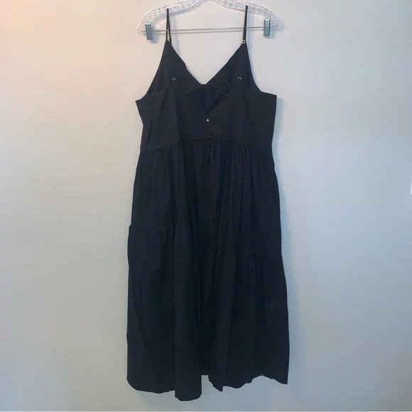 Cuyana Black Tiered Cami Midi Dress Organic Cotton with Pockets XL - Picture 4 of 10